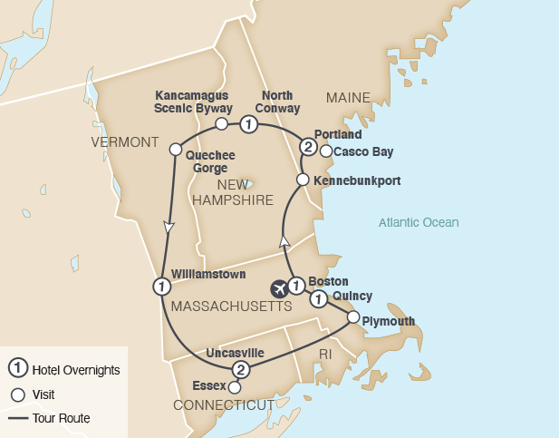 New England Rails and Sails map