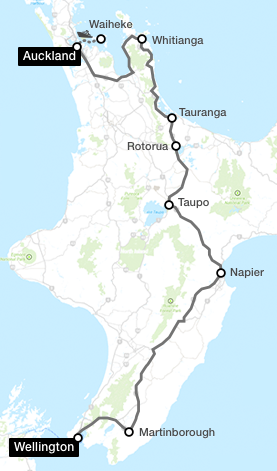 New Zealand Romance Itinerary Map