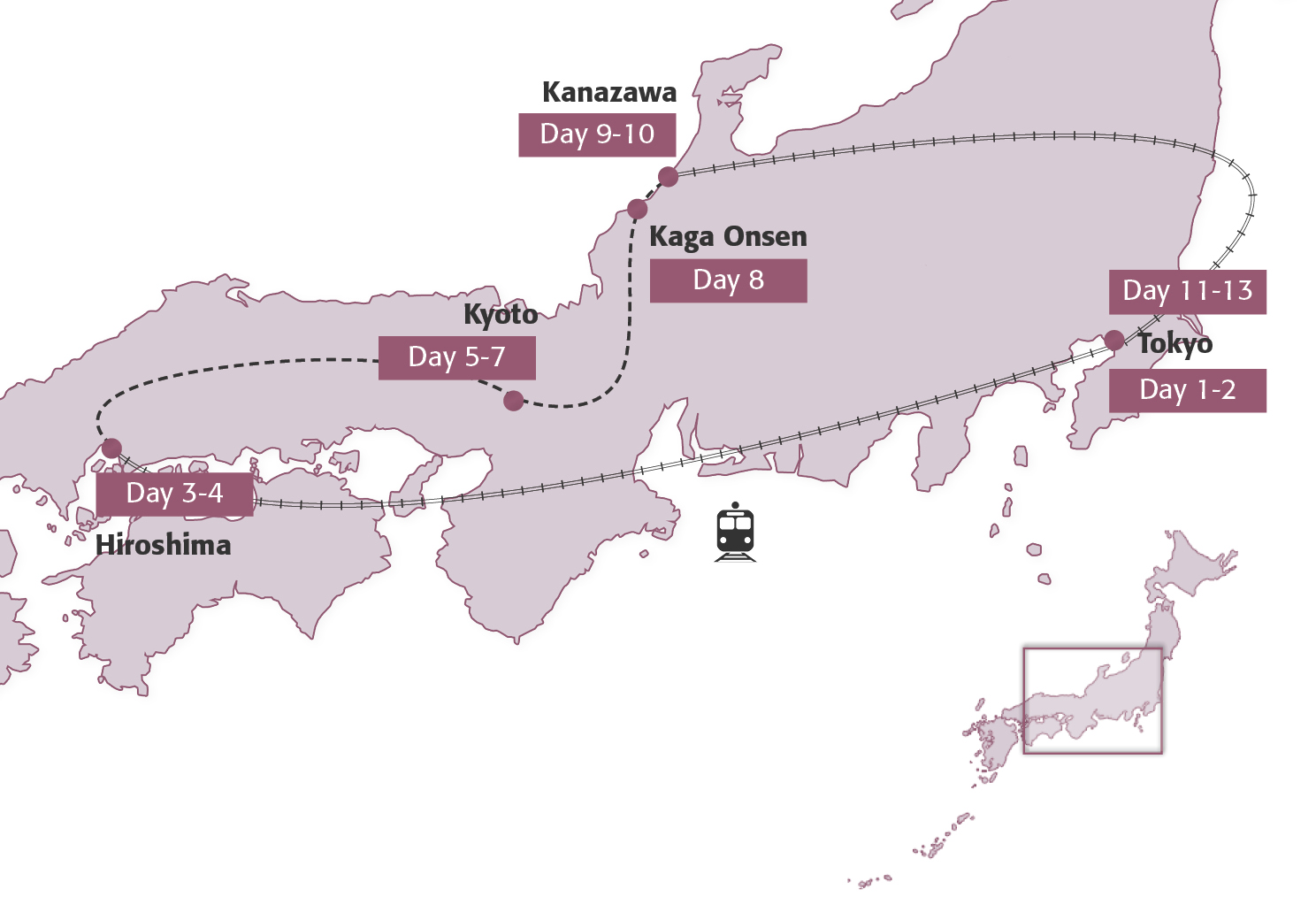 All-In Japan Itinerary Map