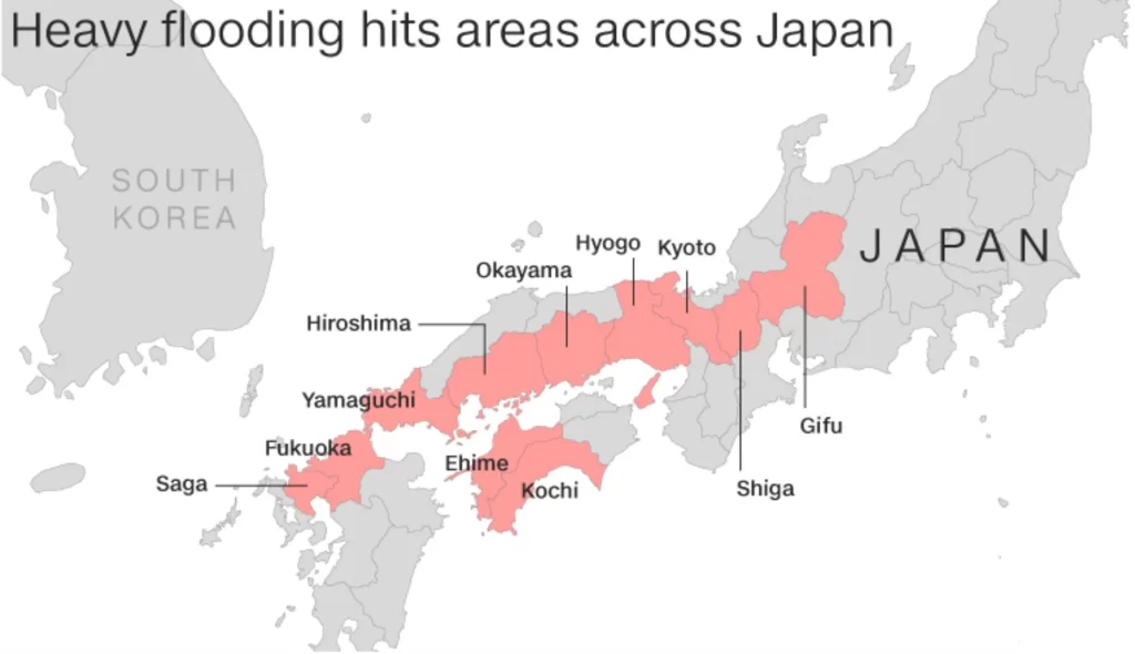 Heavy flooding across Japan