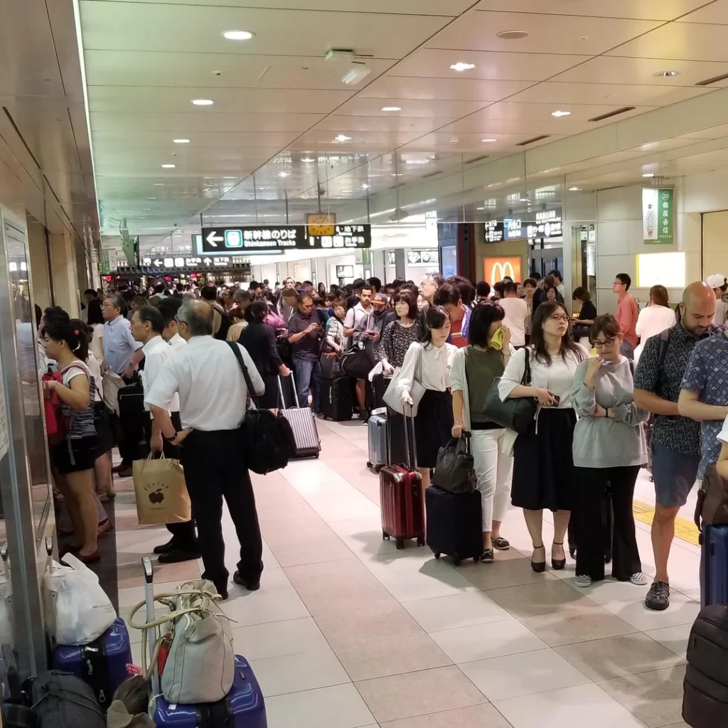 Waiting in line at Kyoto Station