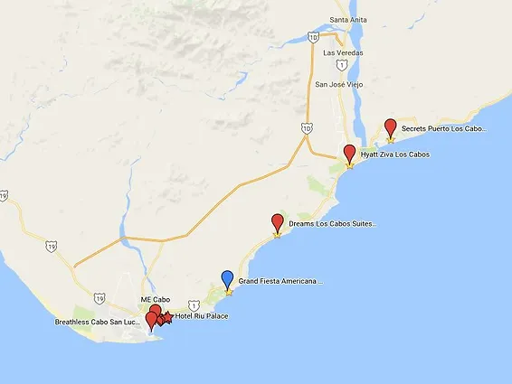 map touring to Secrets Puerto Los Cabos