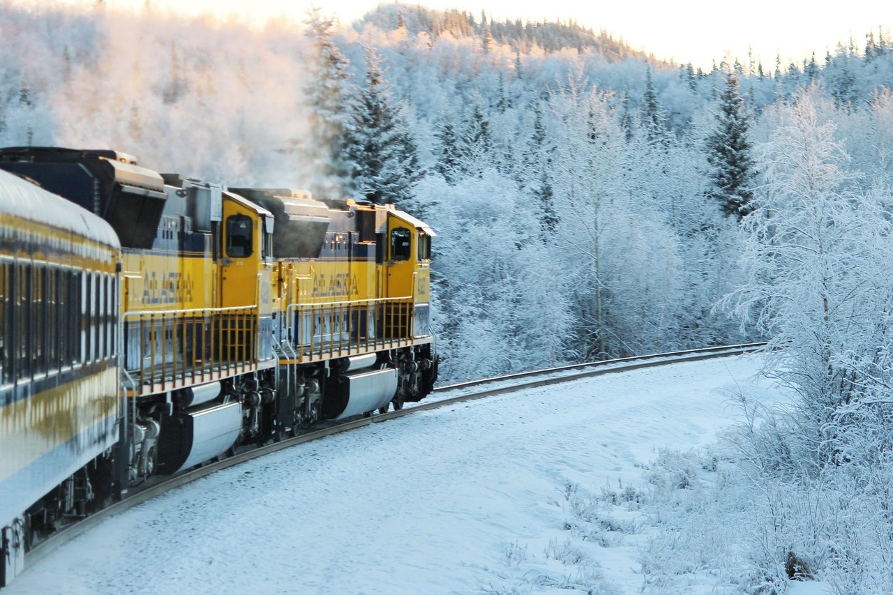 Alaska railroad during Winter time
